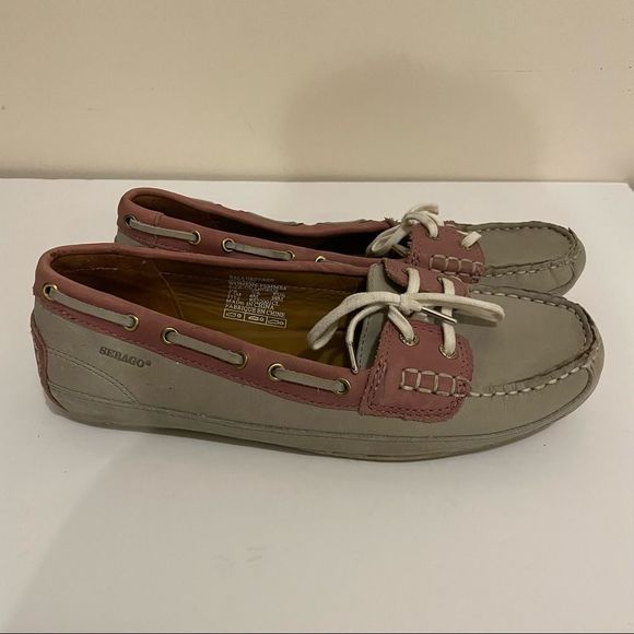 Sebago Pink and Gray Flats - Picture 1 of 7